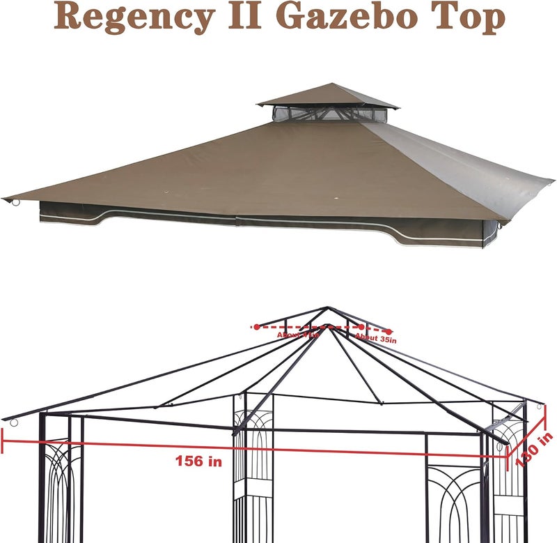 SCOCANOPY Replacement Gazebo Canopy for 10 x 12 Regency II Patio Gazebo Model L-GZ798PST,L-GZ798PST-E,A111014400,A101004104,A101004105 (Khaki) - Image 3